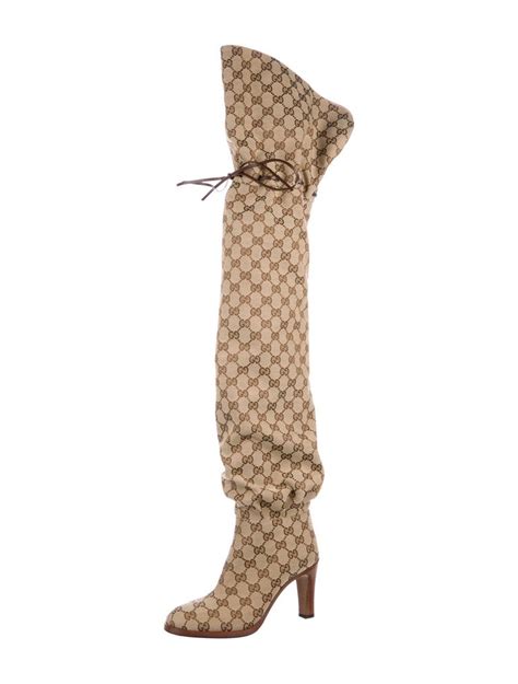 Gucci monogram thigh high boots